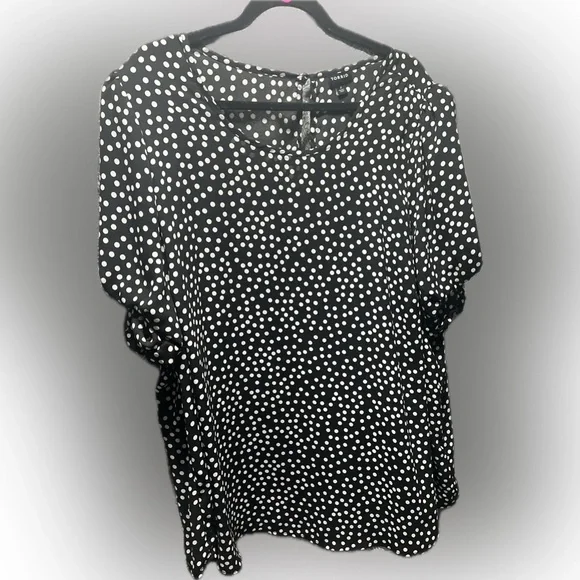Torrid Black and White Polka Dot Blouse - Picture 2 of 6